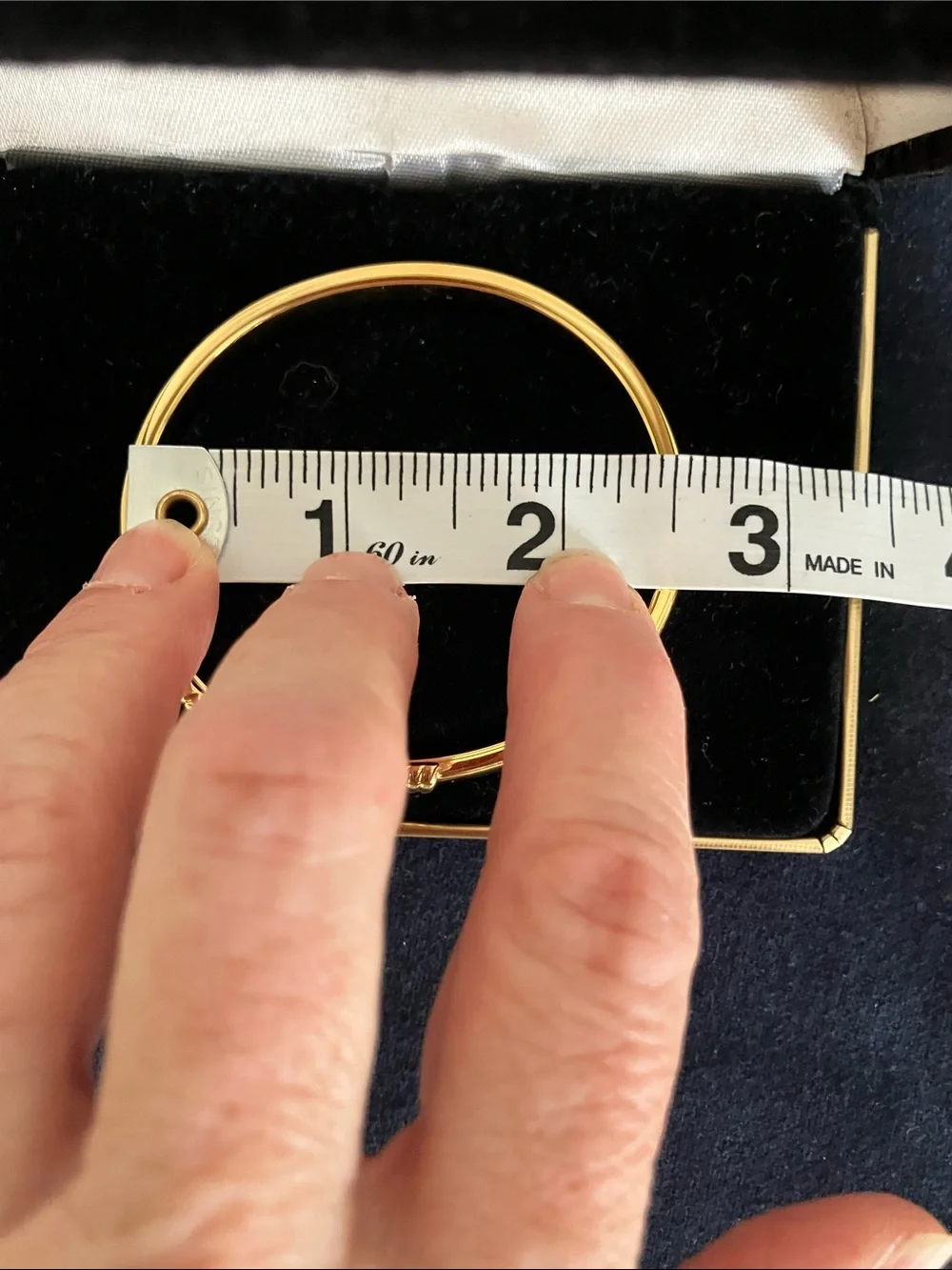 Napier Gold Tone Ribbed Accent Hinged Bangle Bracelet - Picture 5 of 5